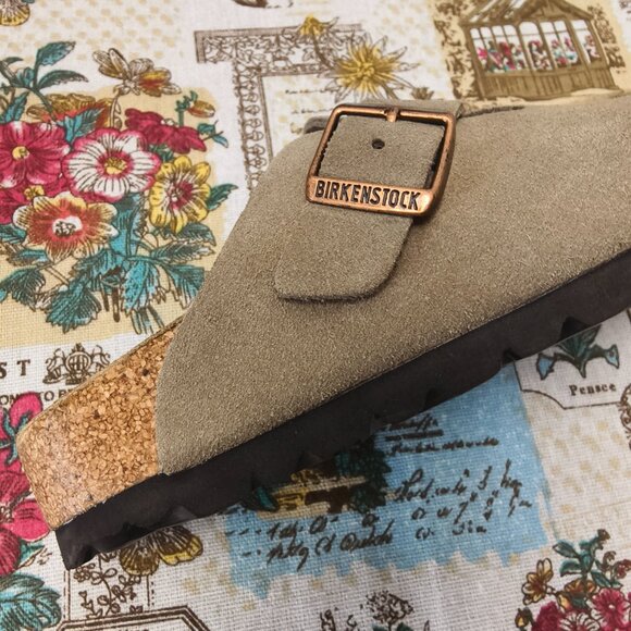 👑POSH NWT Women's Taupe Suede Birkenstock Boston Shoes - Narrow Fit - Picture 5 of 5